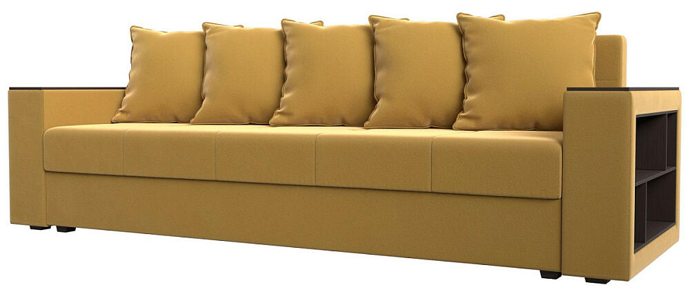 Диван прямой Дубай Лайт полки справа Микровельвет Жёлтый 34999₽