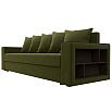Диван прямой дубай лайт полки справа микровельвет зелёный еврокнижка