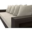 Диван прямой дубай лайт полки справа микровельвет/экокожа бежевый/коричневый еврокнижка