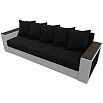 Диван прямой дубай лайт полки справа микровельвет/экокожа чёрный/белый еврокнижка