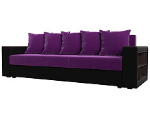 

Диван прямой Дубай Лайт полки справа Микровельвет/Экокожа Фиолетовый/Чёрный, Фиолетовый;черный