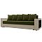 Диван прямой дубай лайт полки справа микровельвет/экокожа зелёный/бежевый еврокнижка