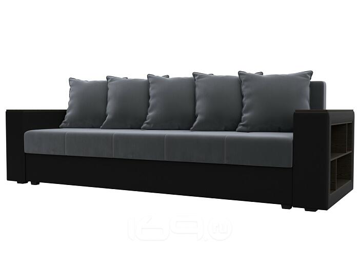 Диван прямой дубай лайт серый/черный еврокнижка