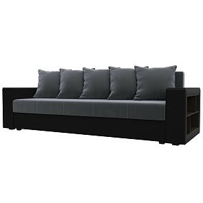 Диван прямой дубай лайт серый/черный еврокнижка