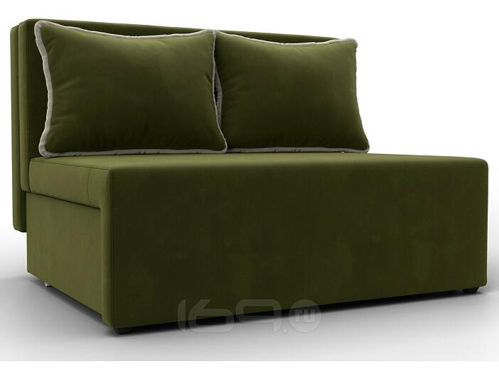 Диван прямой лагуна микровельвет зелёный/бежевый выкатной