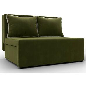 Диван прямой лагуна микровельвет зелёный/бежевый выкатной