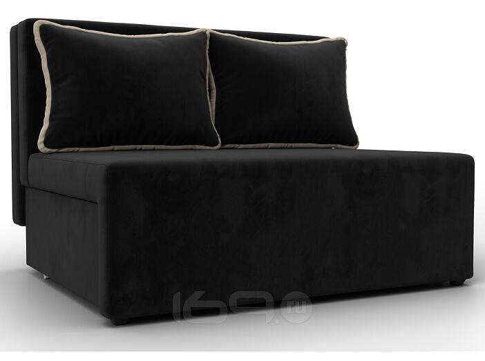 Диван прямой лагуна велюр чёрный/бежевый выкатной