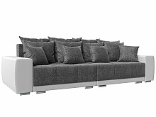 

Диван прямой Лига-028 Рогожка/ Экокожа Серый Белый, Белый;серый