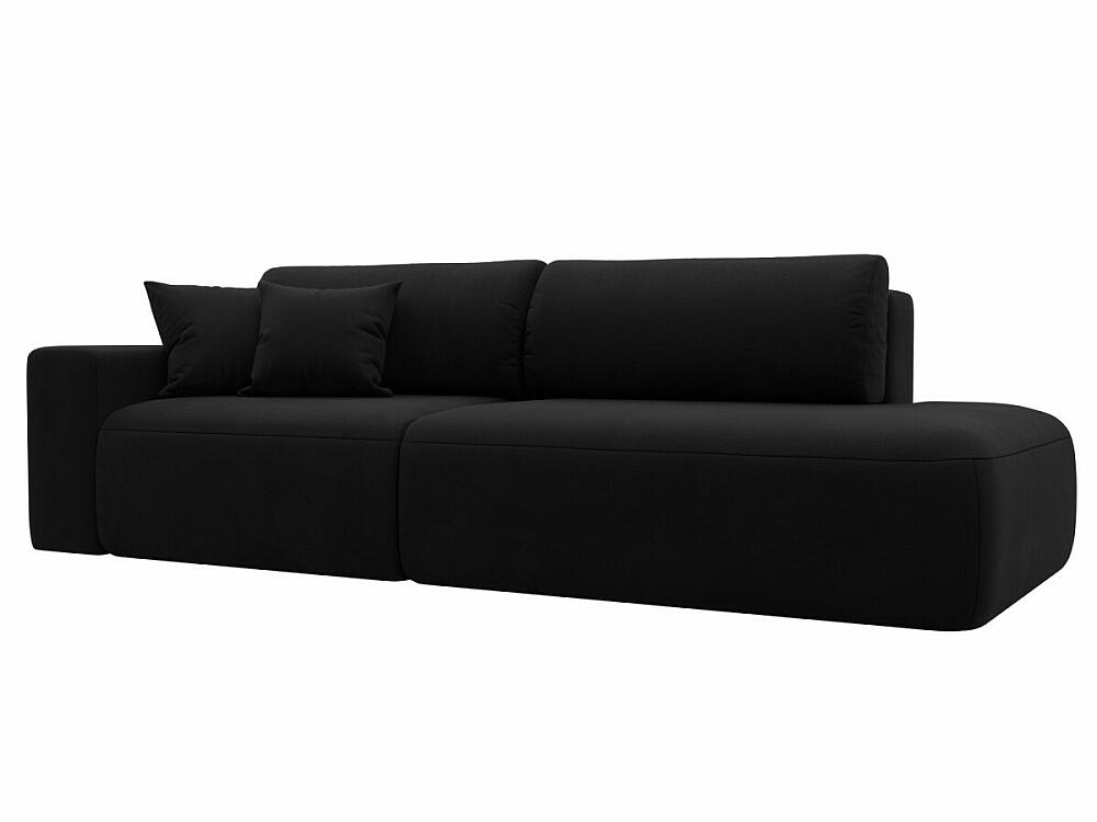 Диван прямой Лига-036 Модерн подлокотник слева Микровельвет Чёрный диван угловой оливер левый экокожа чёрный