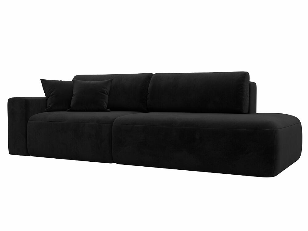 Диван прямой Лига-036 Модерн подлокотник слева Велюр Чёрный диван угловой оливер правый микровельвет чёрный