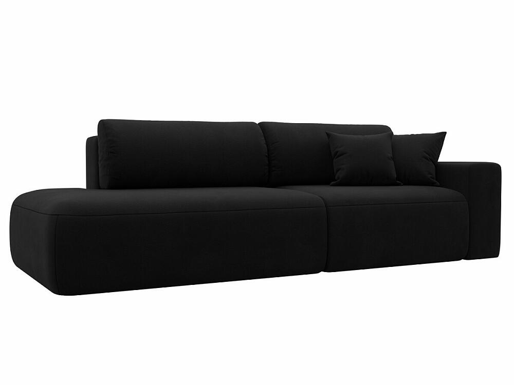 Диван прямой Лига-036 Модерн подлокотник справа Микровельвет Чёрный диван угловой оливер левый экокожа чёрный