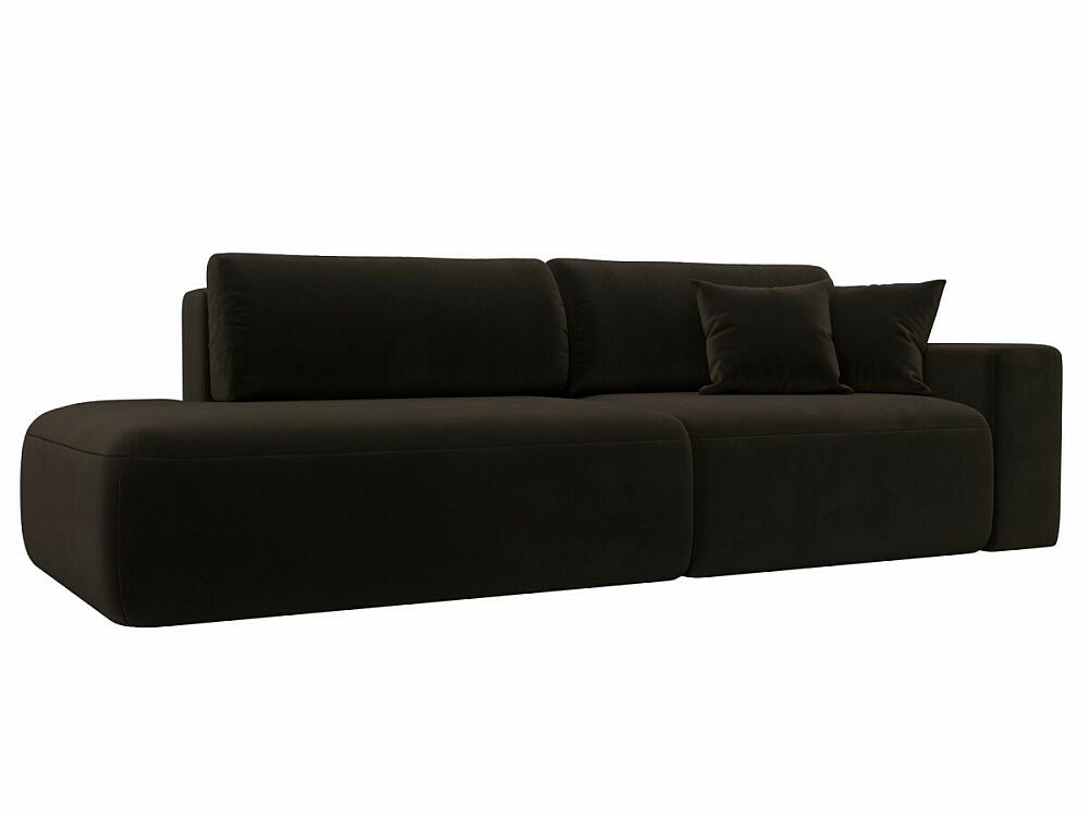 Диван прямой Лига-036 Модерн подлокотник справа Микровельвет Коричневый модуль для дивана холидей раскладной диван велюр бирюзовый