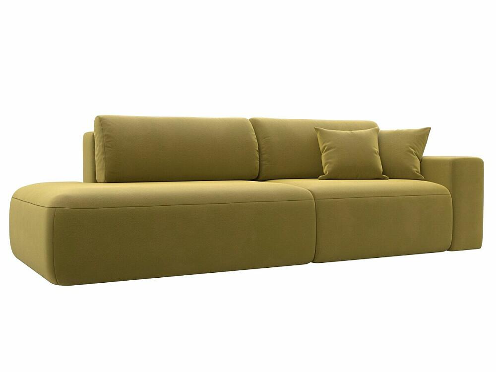 Диван прямой Лига-036 Модерн подлокотник справа Микровельвет Желтый модуль для дивана холидей раскладной диван велюр бирюзовый