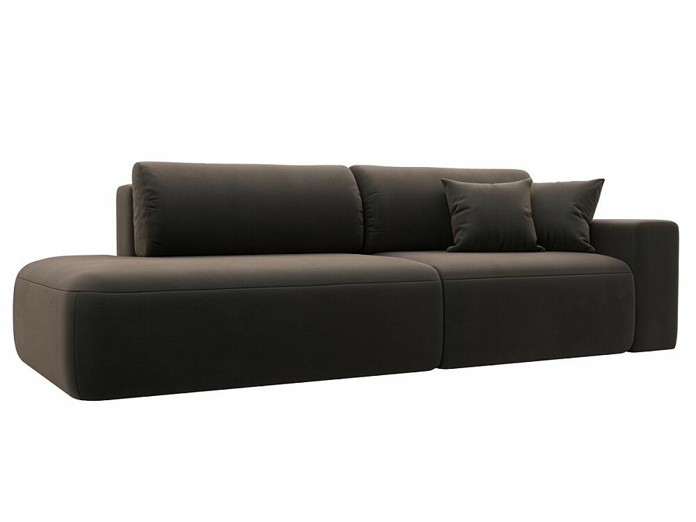 Диван прямой Лига-036 Модерн подлокотник справа Велюр Коричневый модуль для дивана холидей раскладной диван велюр бирюзовый