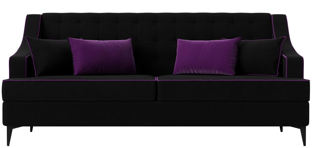 Диван прямой Марк микровельвет черный кант фиолетовый диван прямой марк велюр серый кант
