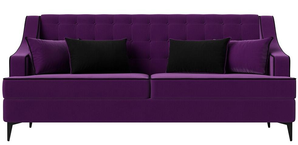 Диван прямой Марк микровельвет фиолетовый кант черный диван прямой марк микровельвет черный кант фиолетовый