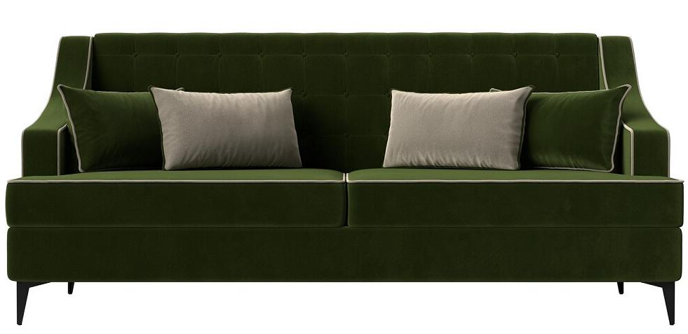 Диван прямой Марк микровельвет зеленый кант бежевый диван прямой марк велюр серый кант