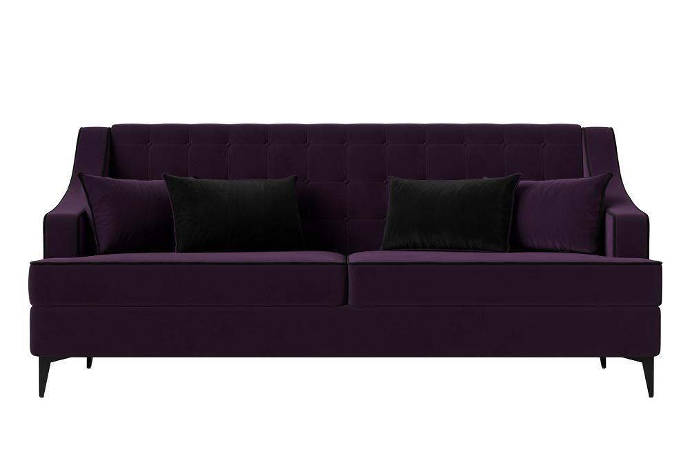 Диван прямой Марк велюр фиолетовый кант черный диван прямой марк микровельвет черный кант фиолетовый