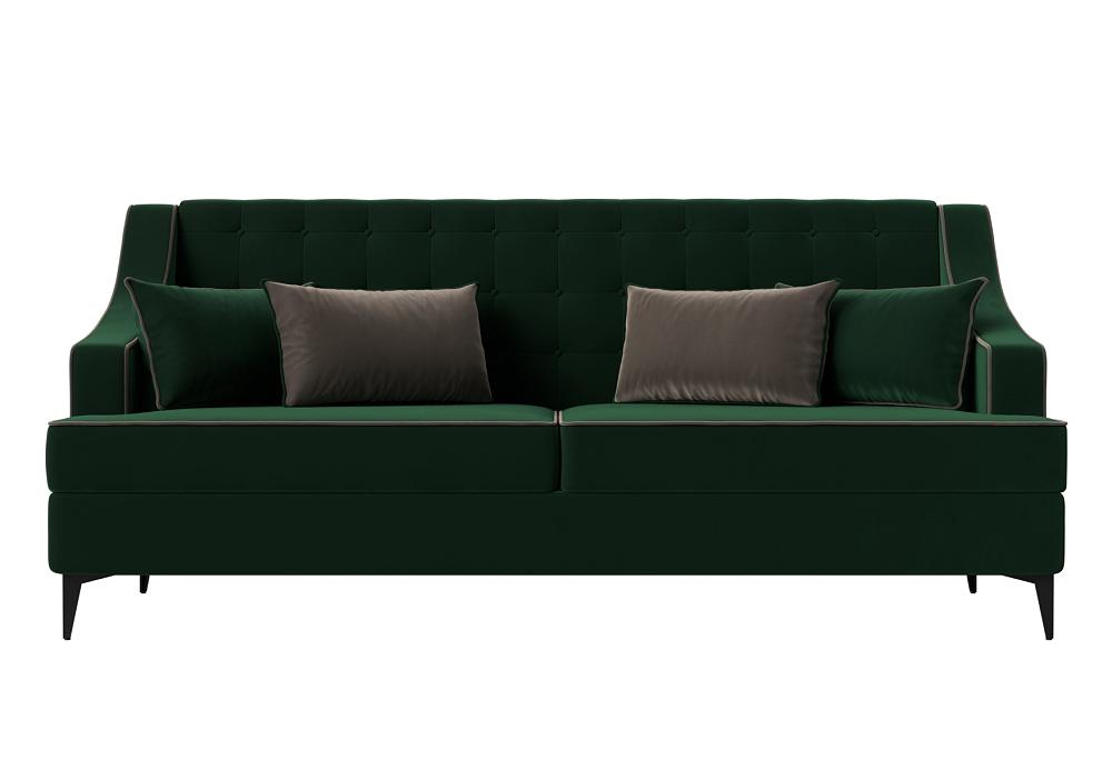 Диван прямой Марк велюр зеленый кант коричневый диван прямой марк велюр серый кант