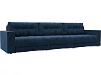Диван прямой с декором лига-049 нпб лонг велюр brut 11 синий еврокнижка