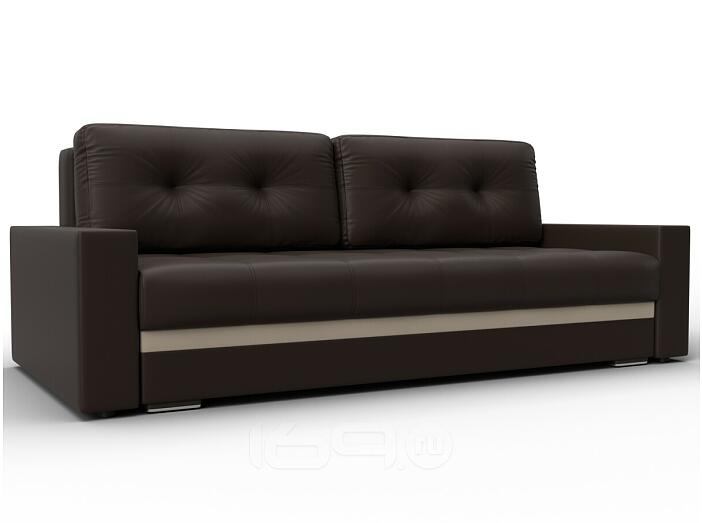 Диван прямой с декором лига-096 нпб коричневый/бежевый еврокнижка