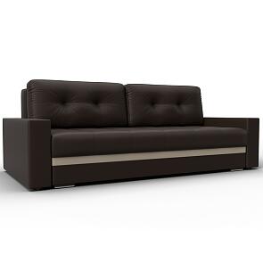 Диван прямой с декором Лига-096 НПБ Коричневый/Бежевый