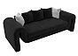 Диван прямой волна велюр черный/серый без механизма