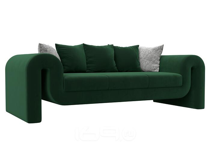 Диван прямой волна зеленый/серый без механизма