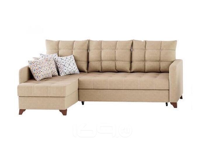 Диван - кровать угловой Квадро Лекко Витал карамель/FIBRE Геометрия 19 корица/FIBRE Геометрия 18 беж