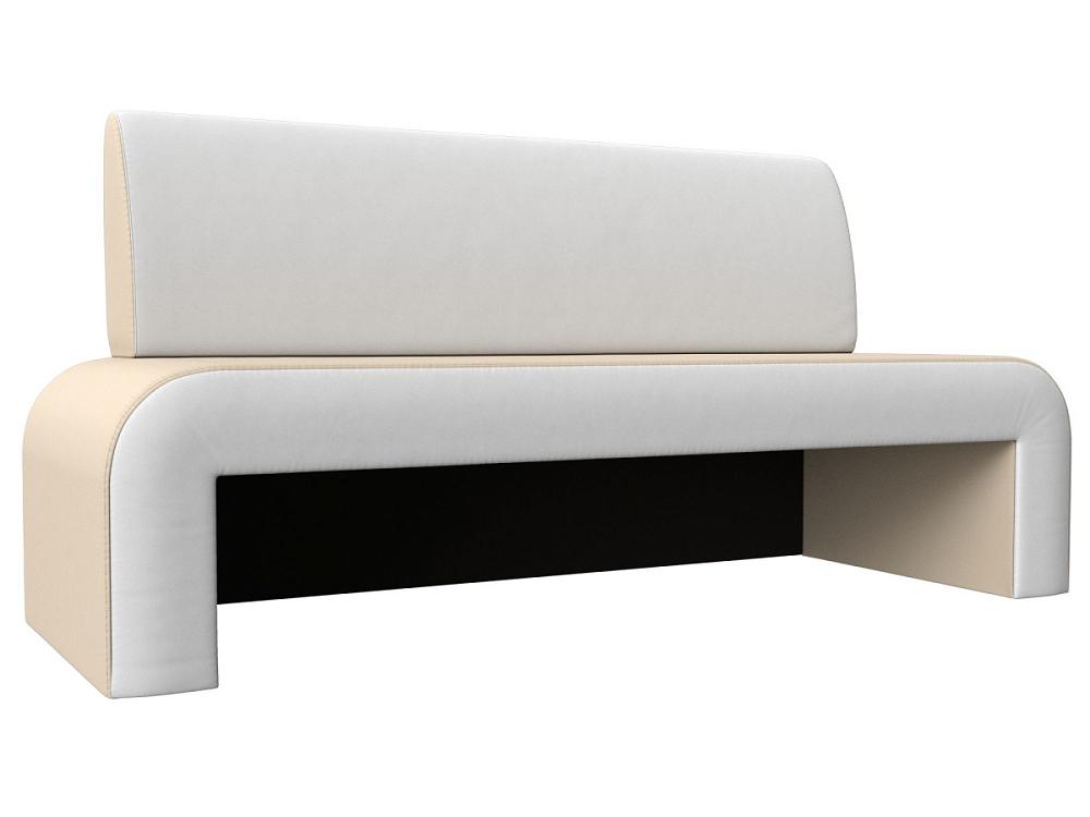 Кухонный прямой диван Кармен Экокожа Бежевый/Белый кухонный стол норман тип 1 белый глянец