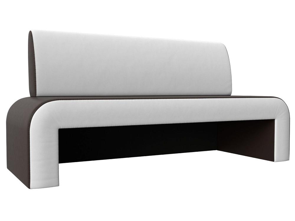 Кухонный прямой диван Кармен Экокожа Коричневый/Белый кухонный стол стол обеденный оксфорд дуб санремо белый