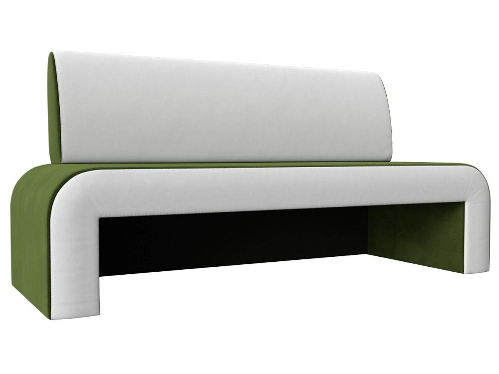 Кухонный прямой диван Кармен Микровельвет/Экокожа Зелёный/Белый кухонный стол стол обеденный оксфорд дуб санремо белый