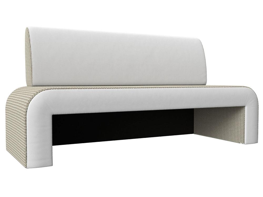 Кухонный прямой диван Кармен Рогожка/Экокожа Корфу02/Белый кухонный стол тогос белый венге