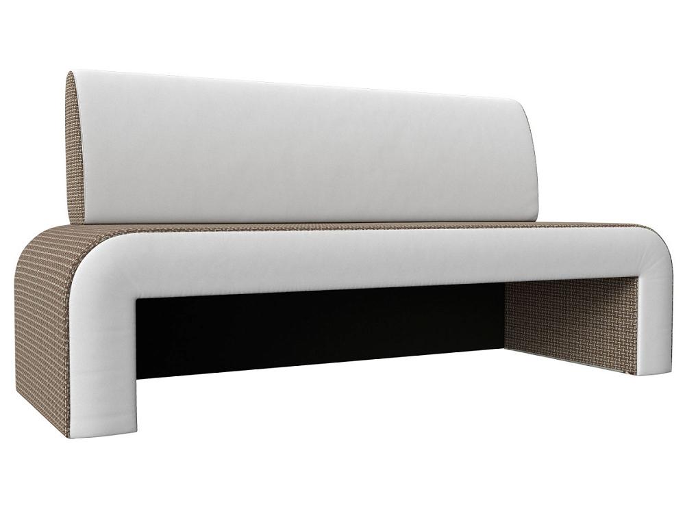 Кухонный прямой диван Кармен Рогожка/Экокожа Корфу03/Белый кухонный стол норман тип 1 белый глянец