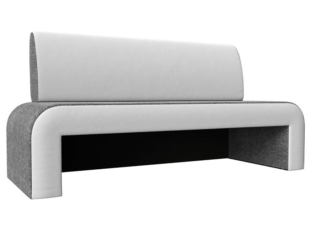 Кухонный прямой диван Кармен Рогожка/Экокожа Серый/Белый кухонный стол патерн белый цемент