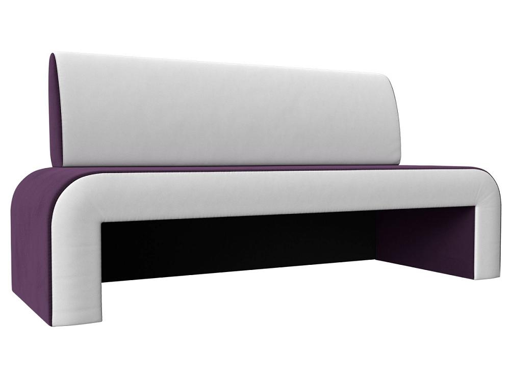 Кухонный прямой диван Кармен Велюр/Экокожа Фиолетовый/Белый кухонный стол круиз белый дуб сонома