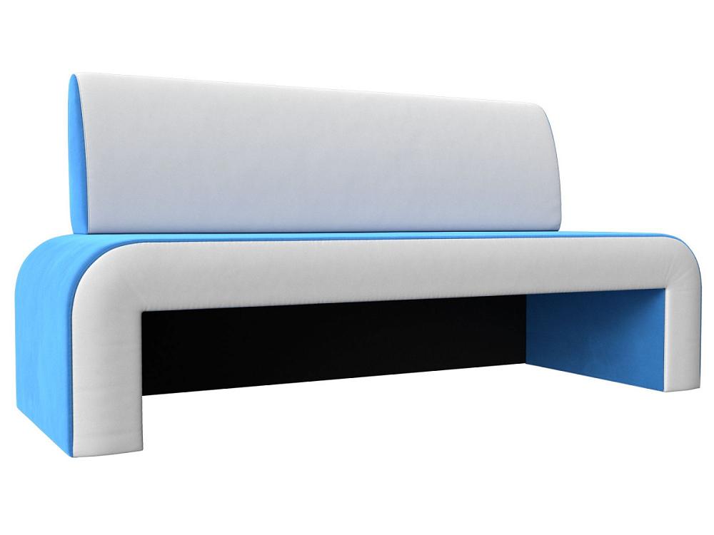 Кухонный прямой диван Кармен Велюр/Экокожа Голубой/Белый кухонный стол круиз белый дуб сонома