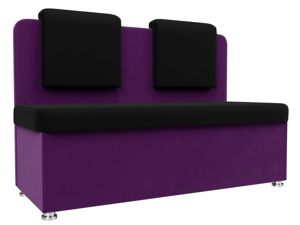Кухонный прямой диван Маккон 2-х местный Микровельвет Чёрный/Фиолетовый Браво 101346, цвет фиалковый - фото 1