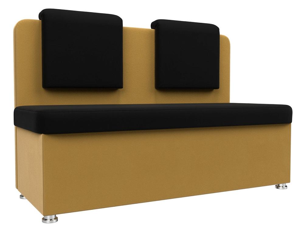 Кухонный прямой диван Маккон 2-х местный Микровельвет Чёрный/Жёлтый кресло для геймеров cactus cs chr 030blr чёрный красный