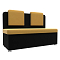 Кухонный прямой диван Маккон 2-х местный Микровельвет Жёлтый/Чёрный