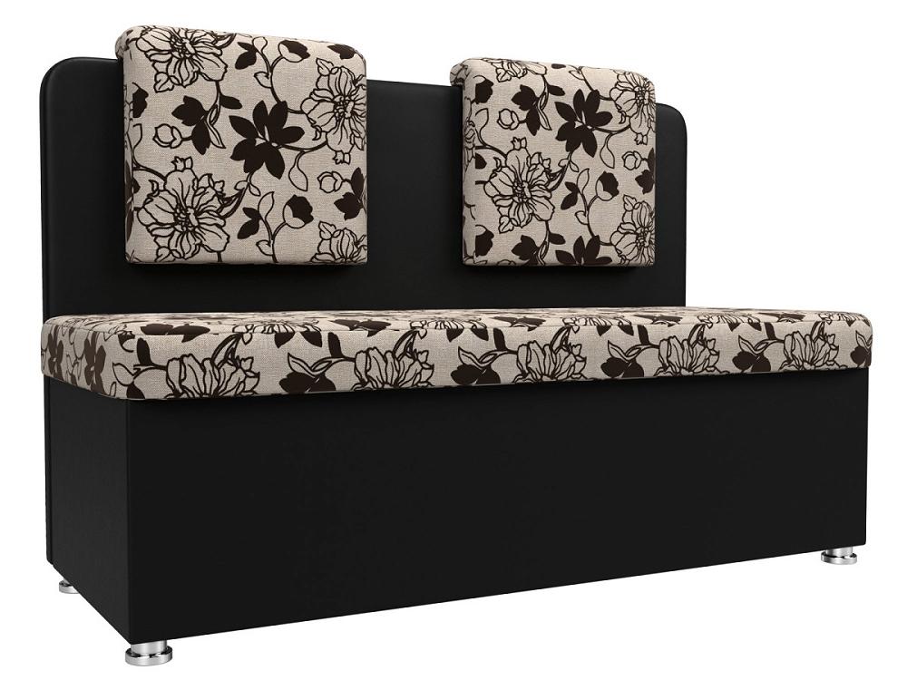 Кухонный прямой диван Маккон 2-х местный Рогожка/Экокожа Цветы/Чёрный кресло для геймеров a4tech x7 gg 1200 чёрный голубой