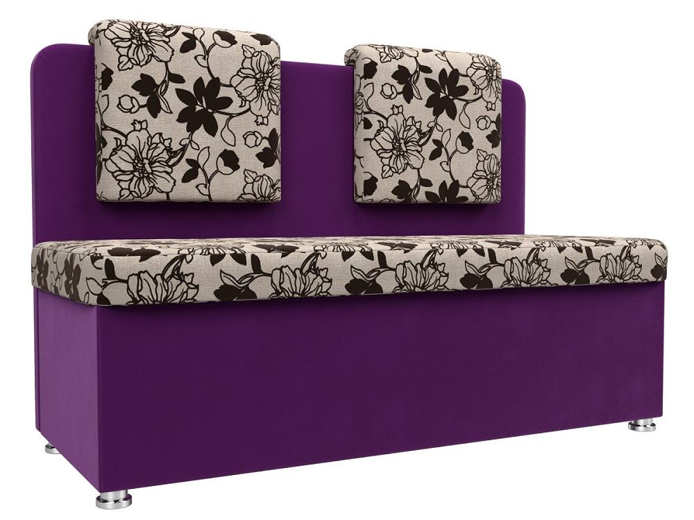 Кухонный прямой диван Маккон 2-х местный Рогожка/Микровельвет Цветы/Фиолетовый кресло кровать вилли фиолетовый темно серый рогожка
