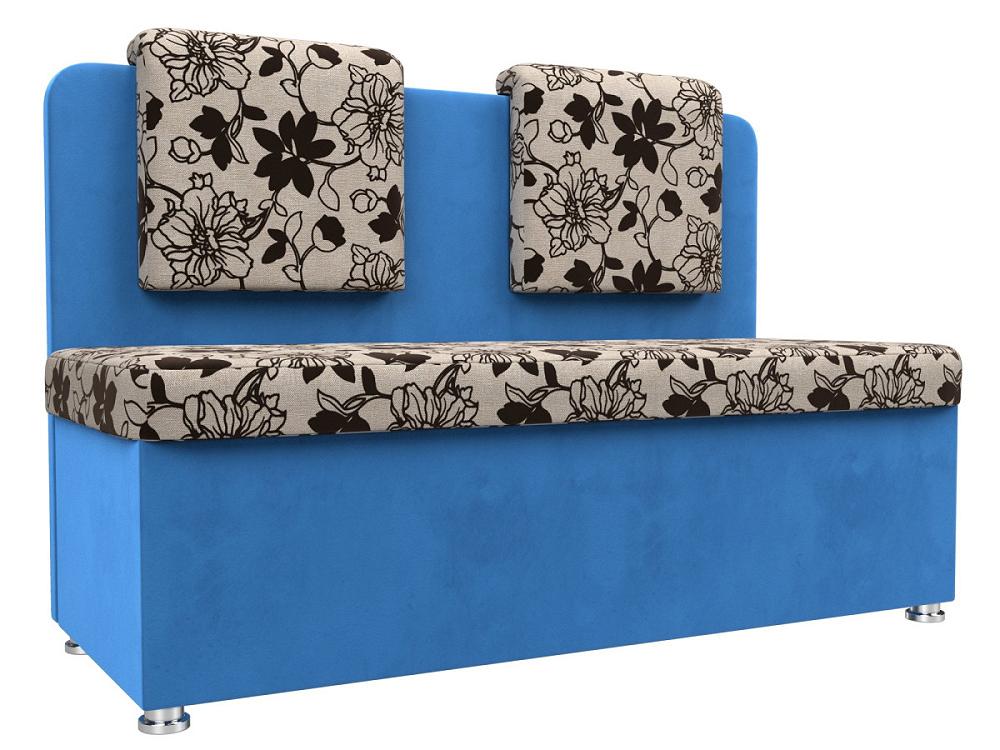 Кухонный прямой диван Маккон 2-х местный Рогожка/Велюр Цветы/Голубой цветы искусственные