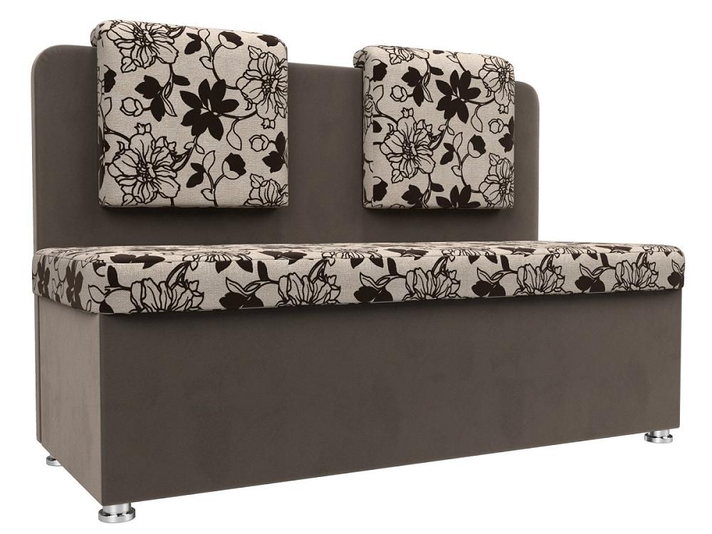 Кухонный прямой диван Маккон 2-х местный Рогожка/Велюр Цветы/Коричневый цветы для декорирования