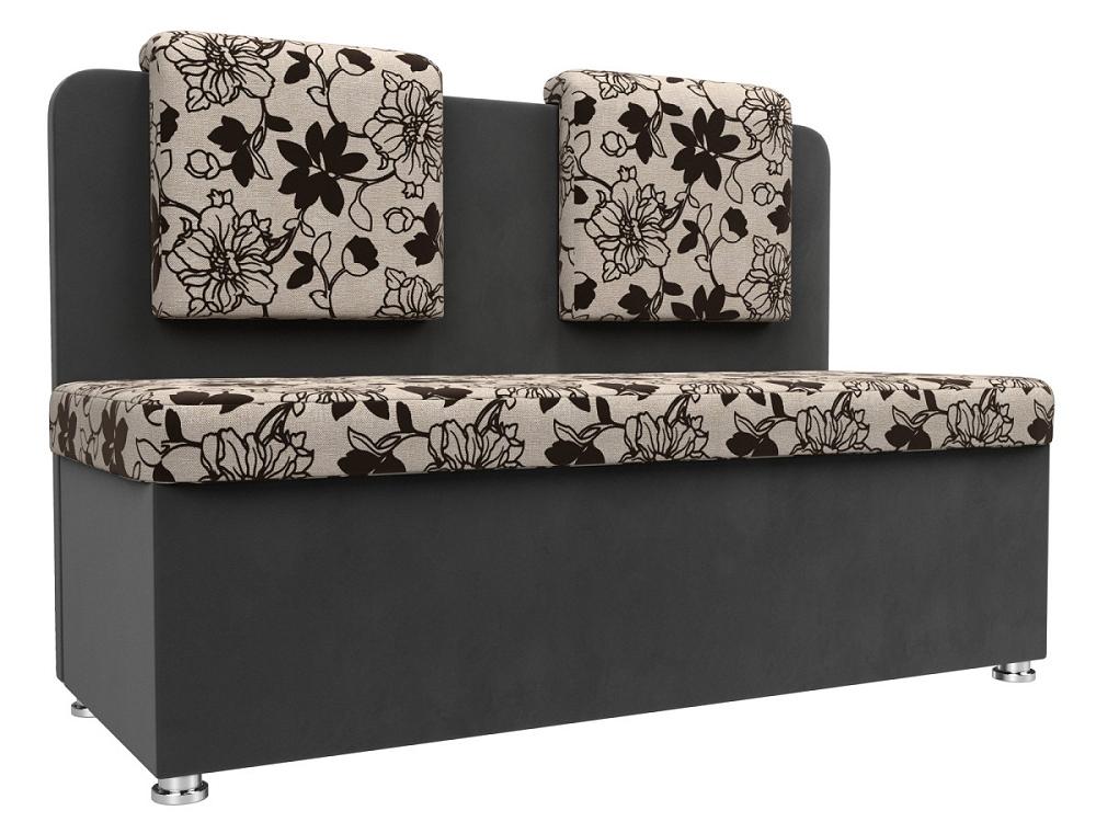 Кухонный прямой диван Маккон 2-х местный Рогожка/Велюр Цветы/Серый цветы искусственные