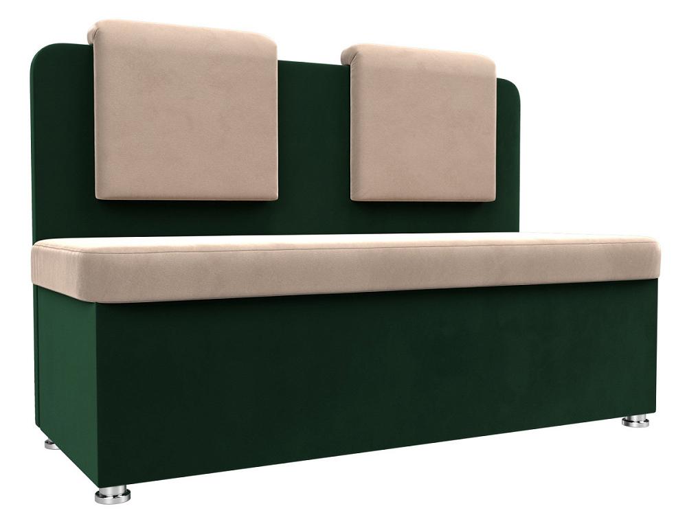 Кухонный прямой диван Маккон 2-х местный Велюр Бежевый/Зелёный кошелёк на молниях зелёный