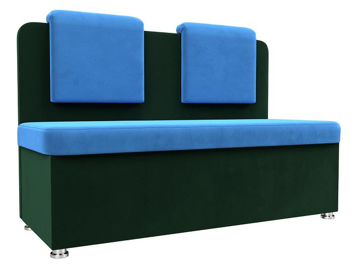 Кухонный прямой диван Маккон 2-х местный Велюр Голубой/Зелёный