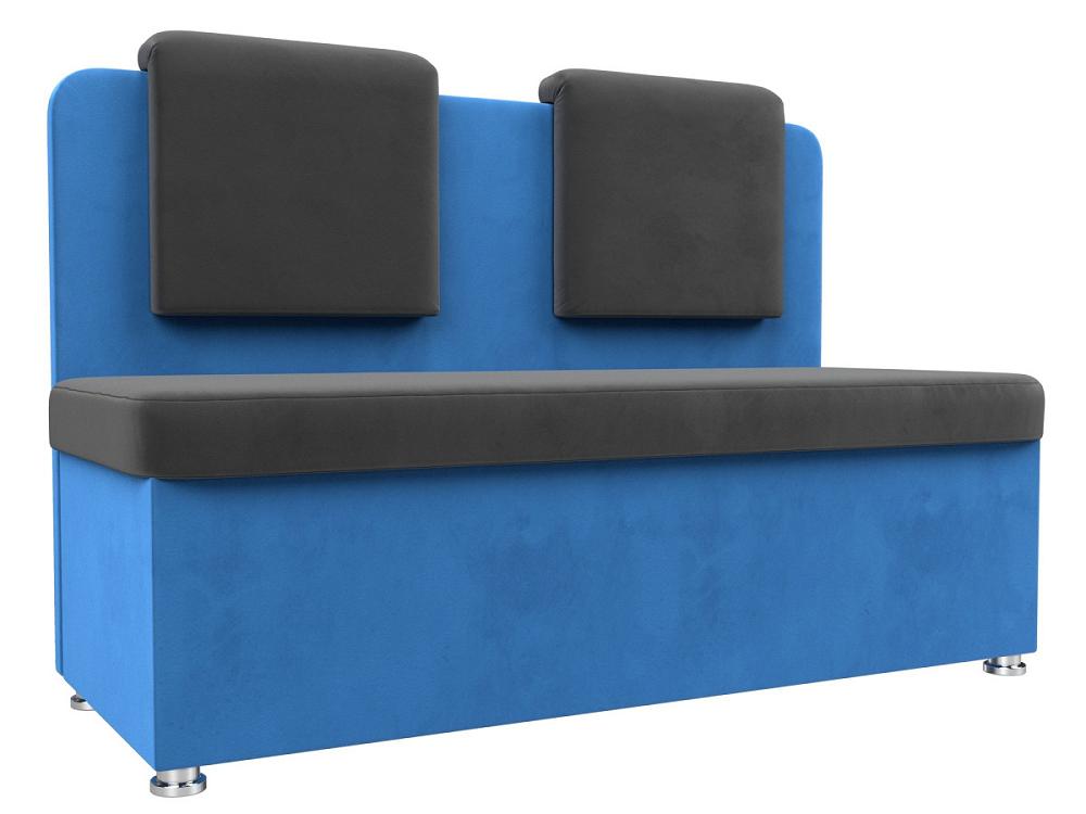 Кухонный прямой диван Маккон 2-х местный Велюр Серый/Голубой кухонный гарнитур деми графит сум голубой 120
