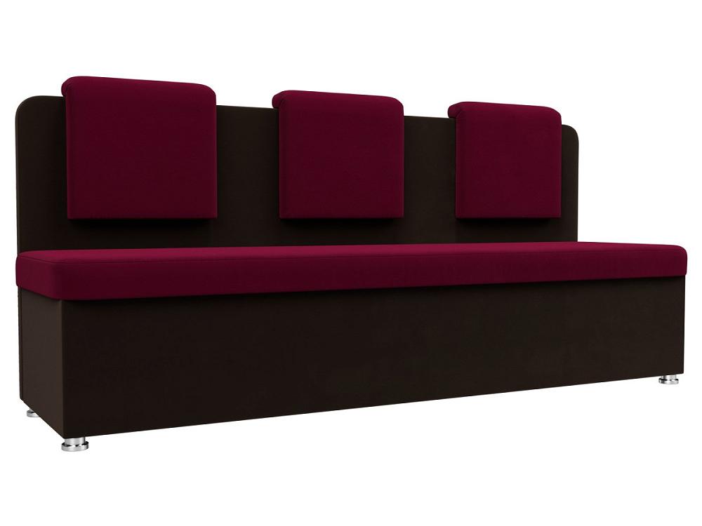 Кухонный прямой диван Маккон 3-х местный Микровельвет Бордовый/Коричневый ручка для сумки 55 см бордовый
