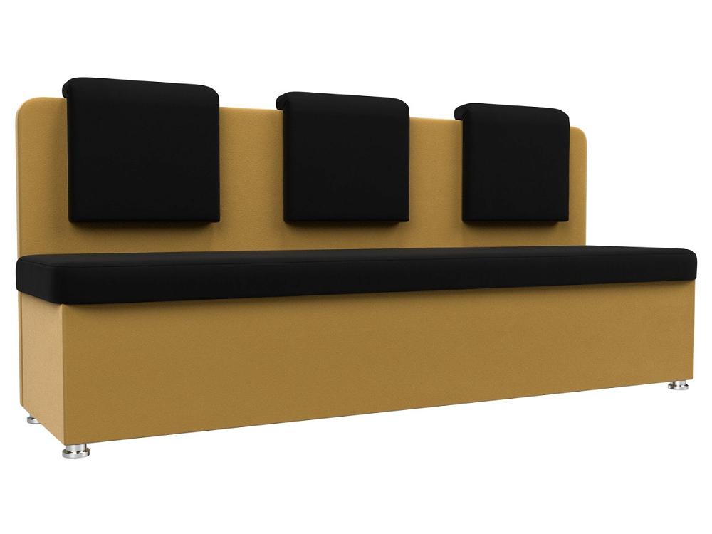 Кухонный прямой диван Маккон 3-х местный Микровельвет Чёрный/Жёлтый эспандер ленточный многофункциональный 208 х 1 3 х 0 45 см 2 15 кг цвет жёлтый чёрный